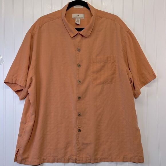 XXL 100% FINE WASHABLE SILK 🍑 color button up shirt - Picture 1 of 15